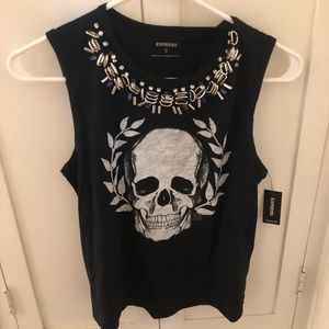 express skull tank top size xs